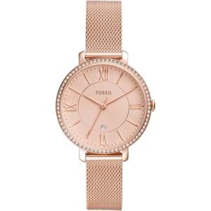 imageFossil Womens Jacqueline Quartz Stainless Steel ThreeHand WatchRose Gold Glitz Mesh