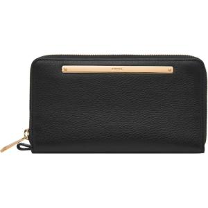 imageFossil Womens Liza Leather Wallet Zip Around Clutch with Wristlet Strap Black Model SL7878G001Black