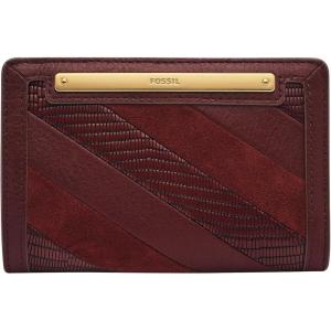 imageFossil Womens Liza Multifunction Bifold WalletRed Mahogany Lizard Stripe