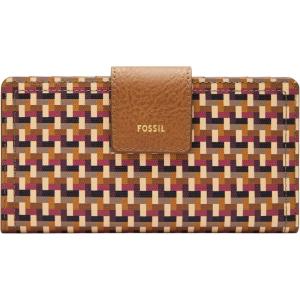imageFossil Womens Logan Leather Wallet RFID Blocking Tab Clutch Black Model SL7830001Multi Woven Print