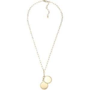 imageFossil Womens Plated Stainless Steel Engravable Personalized Gift Pendant Chain Necklace for WomenGold Drew Double Pendant