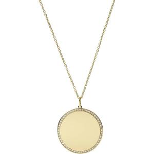 imageFossil Womens Plated Stainless Steel Engravable Personalized Gift Pendant Chain Necklace for WomenGold Large Disc