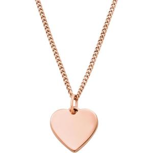 imageFossil Womens Plated Stainless Steel Engravable Personalized Gift Pendant Chain Necklace for WomenRose Gold Heart