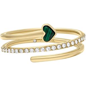 imageFossil Womens Plated Stainless Steel RingGoldGreen Heart
