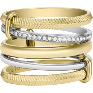 imageFossil Womens Plated Stainless Steel RingTwo Tone Harlow Stack