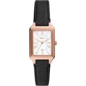 imageFossil Womens Raquel Quartz Stainless Steel ThreeHand WatchBlack LeatherRose Gold