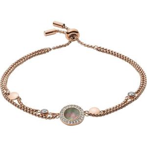 imageFossil Womens Rose GoldTone Stainless Steel Chain or Beaded Bracelet for WomenRose Gold Gray Mother of Pearl