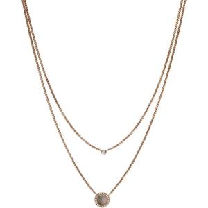 imageFossil Womens Rose GoldTone Stainless Steel Pendant Chain Necklace for WomenRose Gold Gray Mother of Pearl