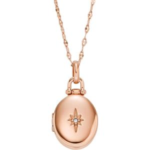 imageFossil Womens Rose GoldTone Stainless Steel Pendant Chain Necklace for WomenRose Gold Locket