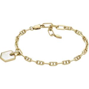imageFossil Womens Stainless Steel Chain BraceletGold Heritage DLink MOP Crest