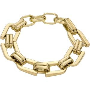 imageFossil Womens Stainless Steel Chain BraceletGold Heritage Double DLink Chain