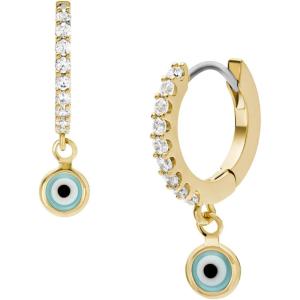 imageFossil Womens Stainless Steel DangleDrop or Hoop Earrings for WomenGold Sutton Evil Eye