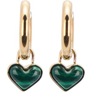 imageFossil Womens Stainless Steel DangleDrop or Hoop Earrings for WomenGoldGreen Heart