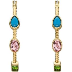imageFossil Womens Stainless Steel DangleDrop or Hoop Earrings for WomenGoldStone Hoop
