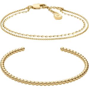 imageFossil Womens Stainless Steel GoldTone Bangle BraceletGold Chain Bracelet Set