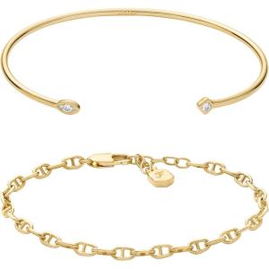 imageFossil Womens Stainless Steel GoldTone Bangle BraceletGold Cuff Bracelet Set