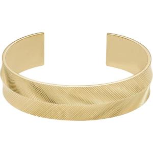 imageFossil Womens Stainless Steel GoldTone Bangle BraceletGold Harlow Linear Texture Cuff