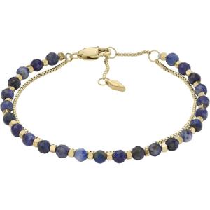 imageFossil Womens Stainless Steel GoldTone Beaded BraceletGold Lapis Bead