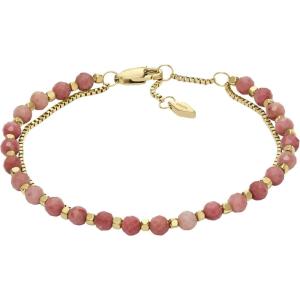 imageFossil Womens Stainless Steel GoldTone Beaded BraceletGoldPink Rhodochrosite