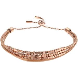 imageFossil Womens Stainless Steel and Genuine Leather Bracelet for WomenRose Gold Beaded