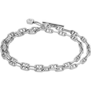 imageFossil Womens Sterling Silver or SilverTone Stainless Steel Chain Bracelet for WomenHeritage Double Wrap