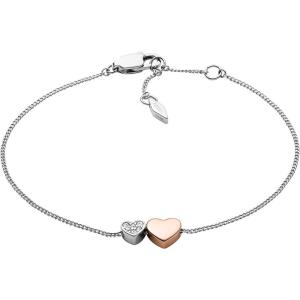 imageFossil Womens Sterling Silver or SilverTone Stainless Steel Chain Bracelet for WomenSilver Rose Gold Heart