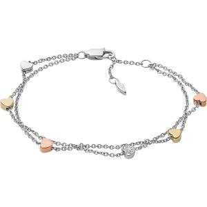imageFossil Womens Sterling Silver or SilverTone Stainless Steel Chain Bracelet for WomenSilver TriTone Heart