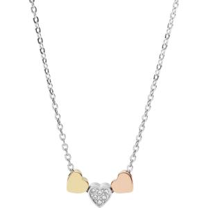 imageFossil Womens Sterling Silver or SilverTone Stainless Steel Pendant Chain Necklace for WomenSilver TriTone Heart