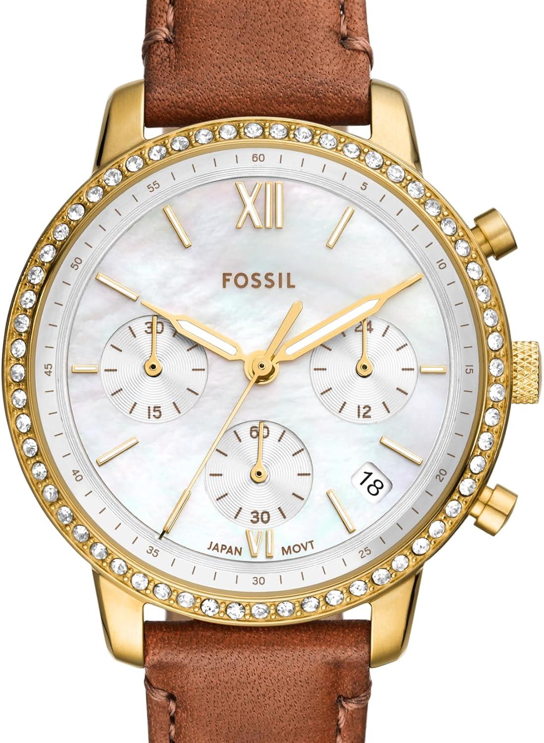 imageFossil Womens Neutra Quartz Stainless Steel Chronograph WatchBrown LeatherGold