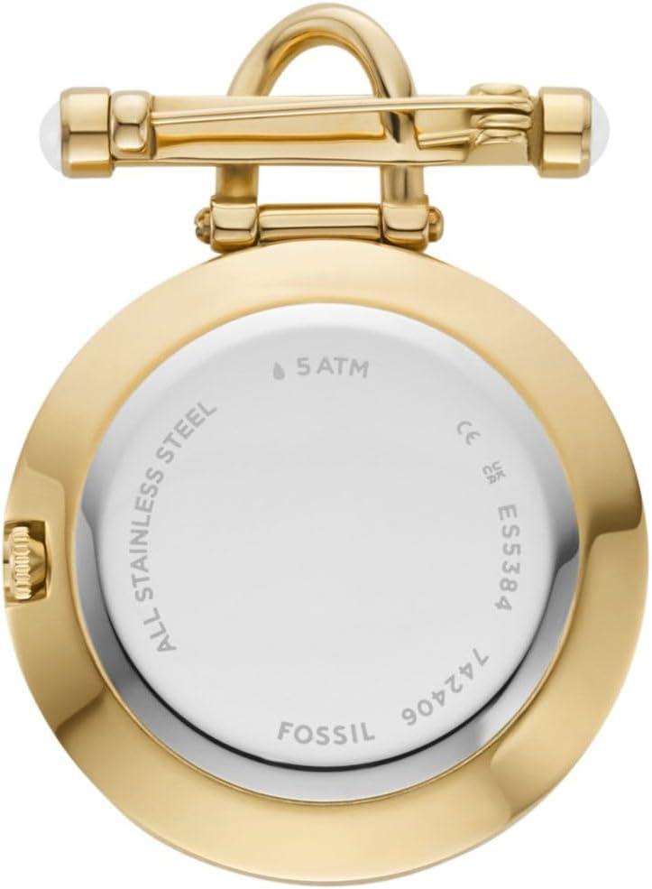 imageFossil Womens Scarlette ThreeHand GoldTone Stainless Steel Watch Brooch