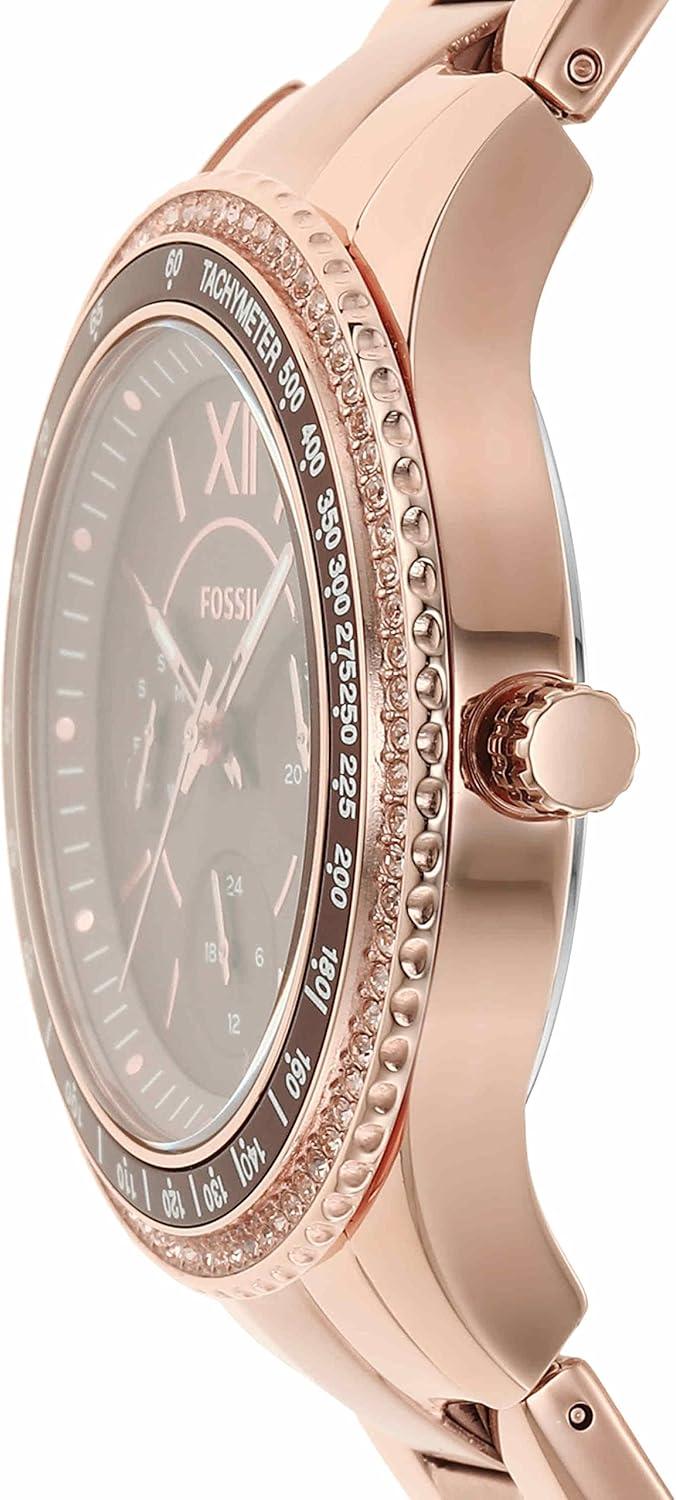 imageFossil Womens Stella Quartz Stainless Steel Multifunction WatchRose Gold  Brown