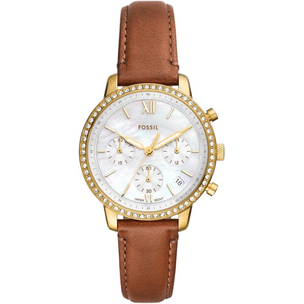 imageFossil Womens Neutra Quartz Stainless Steel Chronograph WatchBrown LeatherGold