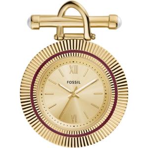 imageFossil Womens Scarlette ThreeHand GoldTone Stainless Steel Watch Brooch